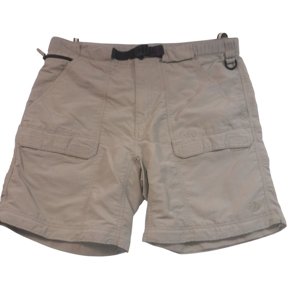 The North Face Mens Cargo Shorts Khaki Tan Nylon Belted Hiking Outdoor Size L